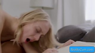 Slutty blonde horny girl Braylin Bailey suck huge dick and ride it hard until she cums