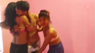 Threesome Amateur Hot pussy Deshi beautiful Two girls and One boy